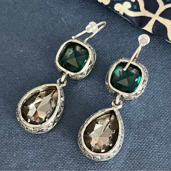 SOLD SOLD Brighton Graceful French Wire Earrings Tear Drop Faceted Swarovski - Picture 6 of 12